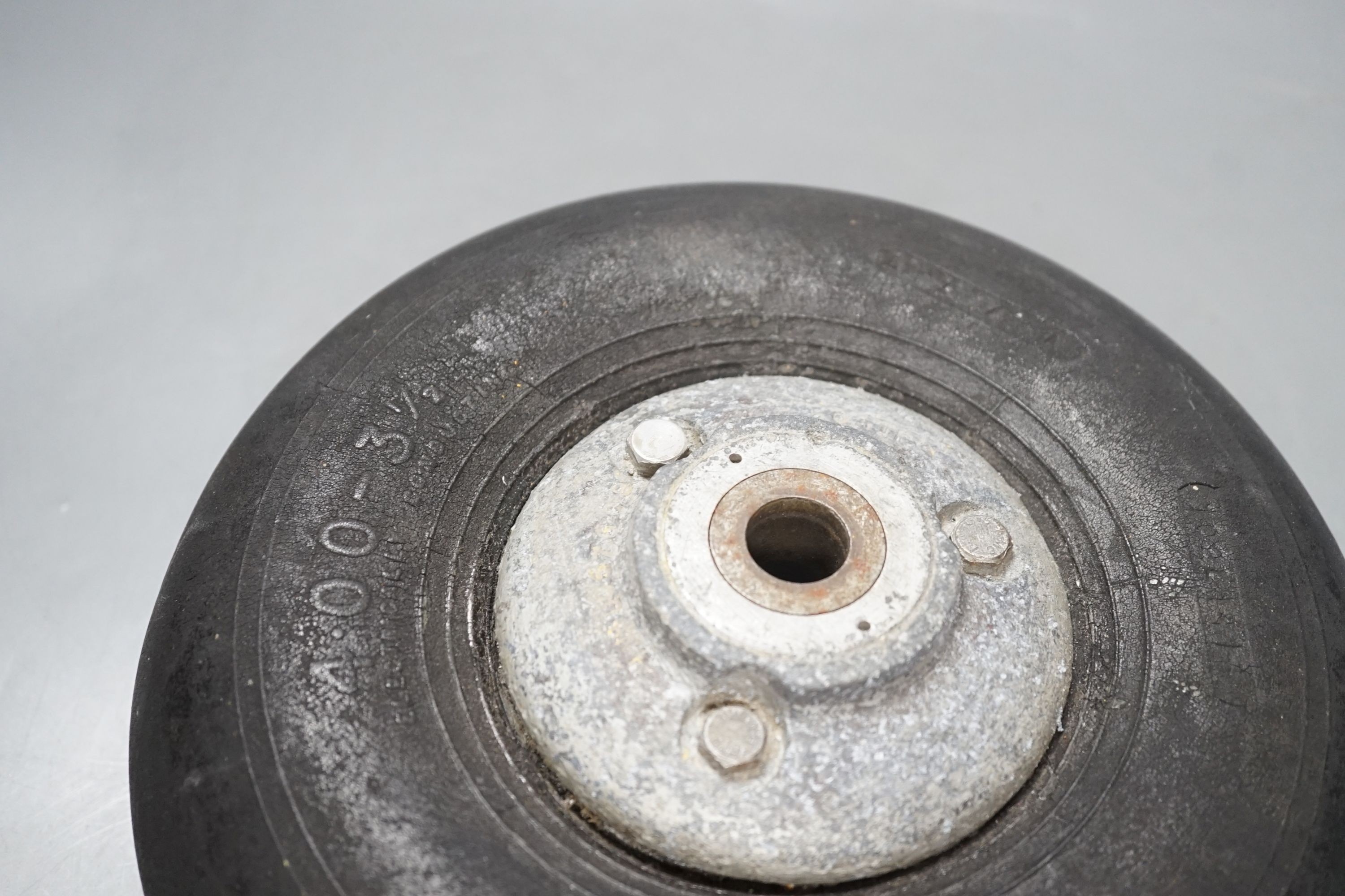 Hawker hurricane MKI or Percival Proctor tail wheel, inflated, 26cms diameter.